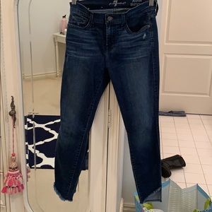 Classic Blue Jeans with fringed ankle